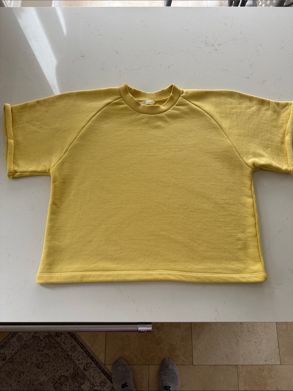 Zara Woman's Yellow Short-Sleeve Sweatshirt. Size: M NWOT